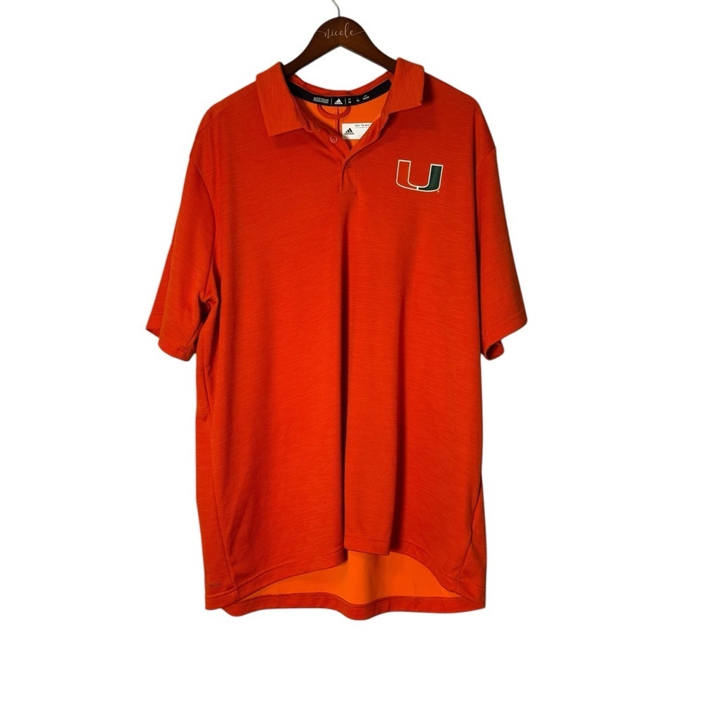 Adidas Men’s University of Miami Canes Orange Polo-Size XXL